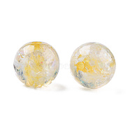 Transparent Resin Beads, with Shell, Round, Gold, 12x11.5mm, Hole: 1.5~3mm(RESI-N034-01-E04)