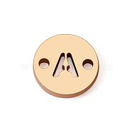 Brass Connector Charms, Laser Cut Flat Round Links with Letter Pattern, 14K Gold Filled, Letter.A, 6x0.8mm, Hole: 0.8mm(KK-TAC0017-04G-03)