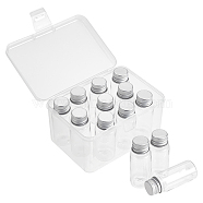 Elite 15pcs Plastic Bottles Bead Containers, with Aluminum Caps, Clear, 6.1x2.45cm, Capacity: 15ml(0.51fl. oz)(CON-PH0002-81)
