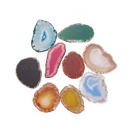 Natural Agate Slices Big Links connectors, Dyed, Nuggets, Mixed Color, 50~110x27~60x5~10mm, Hole: 2mm, about 20~40pcs/kg(G-E022-M01)