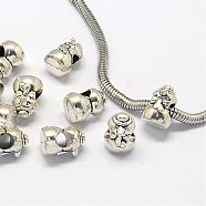 Alloy European Beads, Large Hole Beads, Christmas Snowman, Antique Silver, 13x10x9mm, Hole: 5mm(PALLOY-S079-024AS)