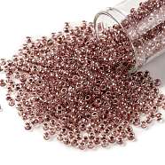 TOHO Round Seed Beads, Japanese Seed Beads, (342) Inside Color Crystal/Indian Red Lined, 8/0, 3mm, Hole: 1mm, about 1110pcs/50g(SEED-XTR08-0342)