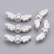 Tibetan Style Alloy Fairy Wing Beads, Cadmium Free & Nickel Free & Lead Free, Silver Color Plated, 4x14x4mm, Hole: 1.5mm, about 2380pcs/1000g(TIBEB-6007-S-FF)