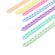 7 Strands 7 Colors Handmade Opaque Acrylic Curb Chain, Twisted Chains, Mixed Color, Links: 16x11x3mm, 39.37 inch(1m)/strand, 7 strands/set(AJEW-JB00989)