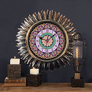 DIY Sunflower Shape Clock Diamond Painting Kits, Including Plastic Plate, Resin Rhinestones, Diamond Sticky Pen, Tray Plate and Glue Clay, Flower Pattern, 300x300mm(DIAM-PW0004-121B-05)