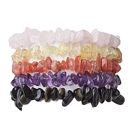 12 Constellation Natural Mixed Gemstone Chip Beaded Stretch Bracelets Sets for Women Men, Libra, Inner Diameter: 2-1/8 inch(5.5cm), 4pcs/set(BJEW-JB10264-09)