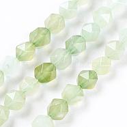Natural New Jade Beads Strands, Star Cut Round Beads, Faceted, 5.5~7x5~6mm, Hole: 1mm, about 65pcs/strand, 15 inch(38cm)(G-F607-05-A)