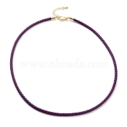 Braided Round Imitation Leather Bracelets Making, with Golden Tone Stainless Steel Lobster Claw Clasps, Purple, 17-1/8 inch(43.6cm)(BJEW-H610-01G-10)