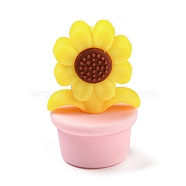Sunflower Food Grade Eco-Friendly Silicone Beads, Chewing Beads For Teethers, DIY Nursing Necklaces Making, Pink, 30x19mm, Hole: 1.5mm(SIL-B046-03)