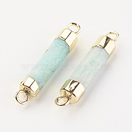Natural Gemstone Links connectors, with Brass Findings, Column, 25~27x5~6mm, Hole: 2mm(G-F527-11B)