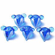 Handmade Transparent Lampwork Beads, Mouse, Blue, 16~17x17~18x16~18mm, Hole: 1.8mm(LAMP-T011-12D)