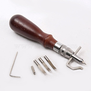 Adjustable Leather Stitching Groover, Sew Crease Leather Carving Cutting Edging Tools, with Wood Handle, Platinum & Stainless Steel Color, 16cm(PURS-PW0003-036B)