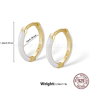 Real 18K Gold Plated 925 Sterling Silver Enamel Hoop Earrings, with 925 Stamp, White, 12.6mm(BS3313-4)
