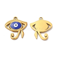 201 Stainless Steel Pendants, with Enamel, Eye of Horus, Real 18K Gold Plated, 21.5x20x2mm, Hole: 2mm(STAS-J401-VF666-1)