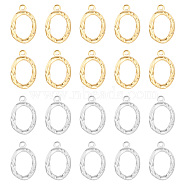 20Pcs 2 Colors Vacuum Plating  304 Stainless Steel Pendants, Hammered Oval, Golden & Stainless Steel Color, 21x14x2mm, Hole: 1.5mm, 10pcs/color(STAS-UN0036-76)