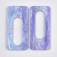 Cellulose Acetate(Resin) Big Pendants, with Glitter Powder, Rectangle, Medium Slate Blue, 57x26x2.5mm, Hole: 36x13mm(X-KY-S157-19A)