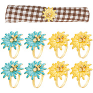 8Pcs 2 Colors Alloy Enamel Napkin Rings, Napkin Holder Adornment, Restaurant Daily Accessaries, Daisy with Bees, Mixed Color, 4mm, Inner Diameter: 38mm, 4pcs/color(AJEW-CP0005-11)