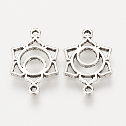 Tibetan Style Alloy Links connectors, Flower, Cadmium Free & Lead Free, Chakra Svadhishthana, Antique Silver, 20x13x1.5mm, Hole: 1mm, about 1535pcs/1000g(TIBEP-S315-34AS-RS)