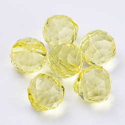 Transparent Acrylic Pendants, Faceted, Round, Yellow, 34x32mm, Hole: 2.4mm, about 35pcs/500g(TACR-Q261-B-V21)