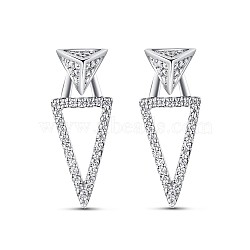 TINYSAND 925 Sterling Silver Triangle Drop Stud Earrings, Silver, 19.5x7.4mm, Pin: 11.06mm(TS-E333-S)