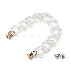 Transparent Acrylic Curb Chain for DIY Keychains, Phone Case Decoration Jewelry Accessories, with Brass Screw Nuts and Iron Screws, Clear AB, 165mm(HJEW-JM00400-02)