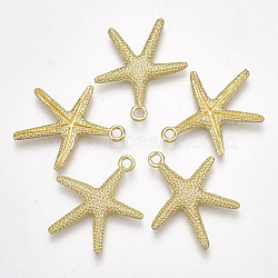 Alloy Pendants, Starfish/Sea Stars, Light Gold, 24x22x2.5mm, Hole: 2mm(X-PALLOY-T065-39)