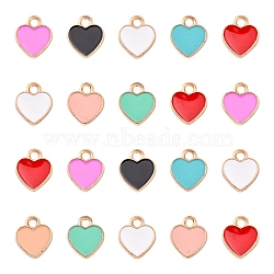 Alloy Enamel Charms, Heart, Light Gold, Mixed Color, 12x10x2mm, Hole: 2mm(X1-ENAM-S121-041-A)