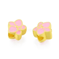 Alloy Enamel European Beads, Large Hole Beads, Matte Style, Flower, Matte Gold Color, 11x11x7mm, Hole: 4mm(FIND-G035-34MG)