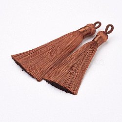 Nylon Tassels Big Pendant Decorations, Brown, 83~92x9~10mm, Hole: 1.5~4mm(STAS-F142-04N)