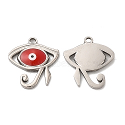 201 Stainless Steel Pendants, with Enamel, Eye of Horus, Stainless Steel Color, 21.5x20x2mm, Hole: 2mm(STAS-J401-VF665-2)
