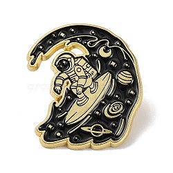 Creative Space Astronaut Series Brooches, Enamel Pins for Clothes Backpack, Black, Spaceman, 31x30.5mm(JEWB-U001-03A)