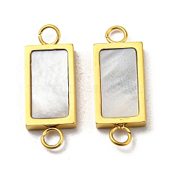 304 Stainless Steel Shell Connector Charms, Rectangle Links, Real 14K Gold Plated, 17.5x7x2mm, Hole: 1.8mm(STAS-L022-012G)