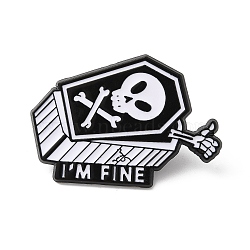 Halloween Alloy Enamel Brooch for Backpack Clothing, Coffin, Black, 25x34x1.5mm(JEWB-D015-02C-EB)