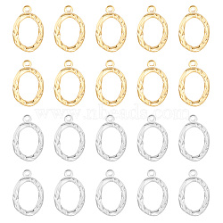 20Pcs 2 Colors Vacuum Plating  304 Stainless Steel Pendants, Hammered Oval, Golden & Stainless Steel Color, 21x14x2mm, Hole: 1.5mm, 10pcs/color(STAS-UN0036-76)