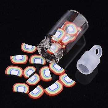 Handmade Polymer Clay Nail Art Decoration Accessories, with Glass Wishing Bottle and CCB Plastic Bottle Stopper, Bread, Colorful, 3~8x4~6x0.3~1mm