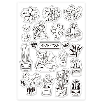 PVC Plastic Stamps, for DIY Scrapbooking, Photo Album Decorative, Cards Making, Stamp Sheets, Cactus Pattern, 16x11x0.3cm