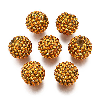 AB-Color Resin Rhinestone Beads, with Acrylic Round Beads Inside, for Bubblegum Jewelry, Orange, 20x18mm, Hole: 2~2.5mm