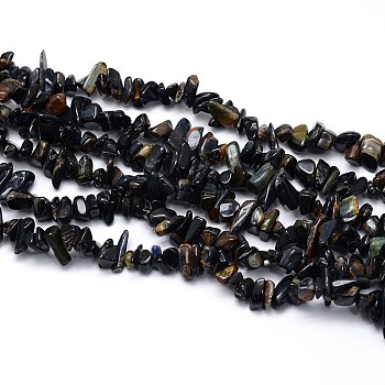 Blue Tiger Eye Beads Strands, Chips, 5~8x5~8mm, Hole: 1mm, about 31.5 inch