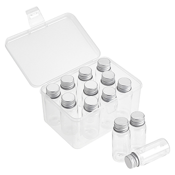 Elite 15pcs Plastic Bottles Bead Containers, with Aluminum Caps, Clear, 6.1x2.45cm, Capacity: 15ml(0.51fl. oz)