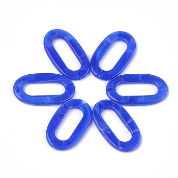 Acrylic Linking Rings, Quick Link Connectors, For Jewelry Chains Making, Imitation Gemstone Style, Oval, Royal Blue, 36.5x21x3.5mm, Hole: 24.5x8.5mm, about: 290pcs/500g