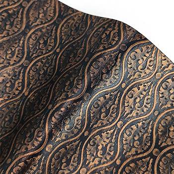Embossed Flower Pattern Imitation Leather Fabric, for DIY Leather Crafts, Bags Making Accessories, Sandy Brown, 30x135cm