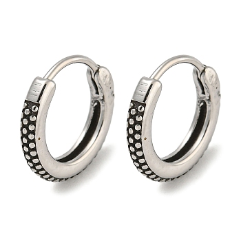 316 Surgical Stainless Steel Hoop Earrings, Ring, Antique Silver, 15x2.5mm