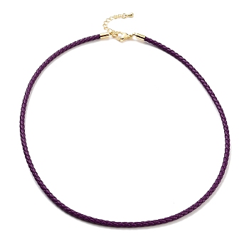 Braided Round Imitation Leather Bracelets Making, with Golden Tone Stainless Steel Lobster Claw Clasps, Purple, 17-1/8 inch(43.6cm)