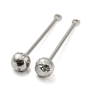 304 Stainless Steel Pendant Bails, with 316 Stainless Steel Bead, Beadable Pins, Round, Stainless Steel Color, 28.5mm, Ball: 5mm, Hole: 0.9mm, Pin: 1mm