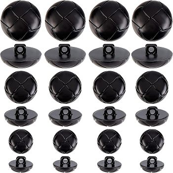 CHGCRAFT 100Pcs 1-Hole Plastic Buttons, Half Round, Black, 15~25x9.5~14mm, Hole: 2.5~3mm, 100pcs/box