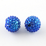 Transparent Resin Rhinestone Graduated Beads, with UV Plating Acrylic Round Beads Inside, Royal Blue, 20mm, Hole: 2~2.5mm