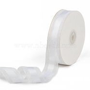 Solid Color Organza Ribbons, for Party Decoration, Gift Packing, Silver, 1"(25mm), about 50yard/roll(45.72m/roll)(ORIB-E005-B07)