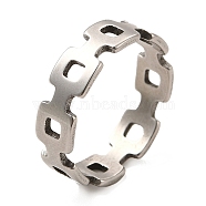 201 Stainless Steel Finger Rings, Hollow Out Rectangle Rings for Women, Stainless Steel Color, 5mm, Inner Diameter: 17mm(RJEW-G278-09P)