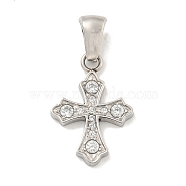 304 Stainless Steel Cubic Zirconia Pendants, Cross Charm, Stainless Steel Color, 18x13x2mm, Hole: 6x3mm(STAS-C102-04H-P)