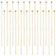 100Pcs Brass Ball Head Pins, Real 18K Gold Plated, 50x0.8mm, 20 Gauge, Head: 2mm(KK-BBC0002-81)